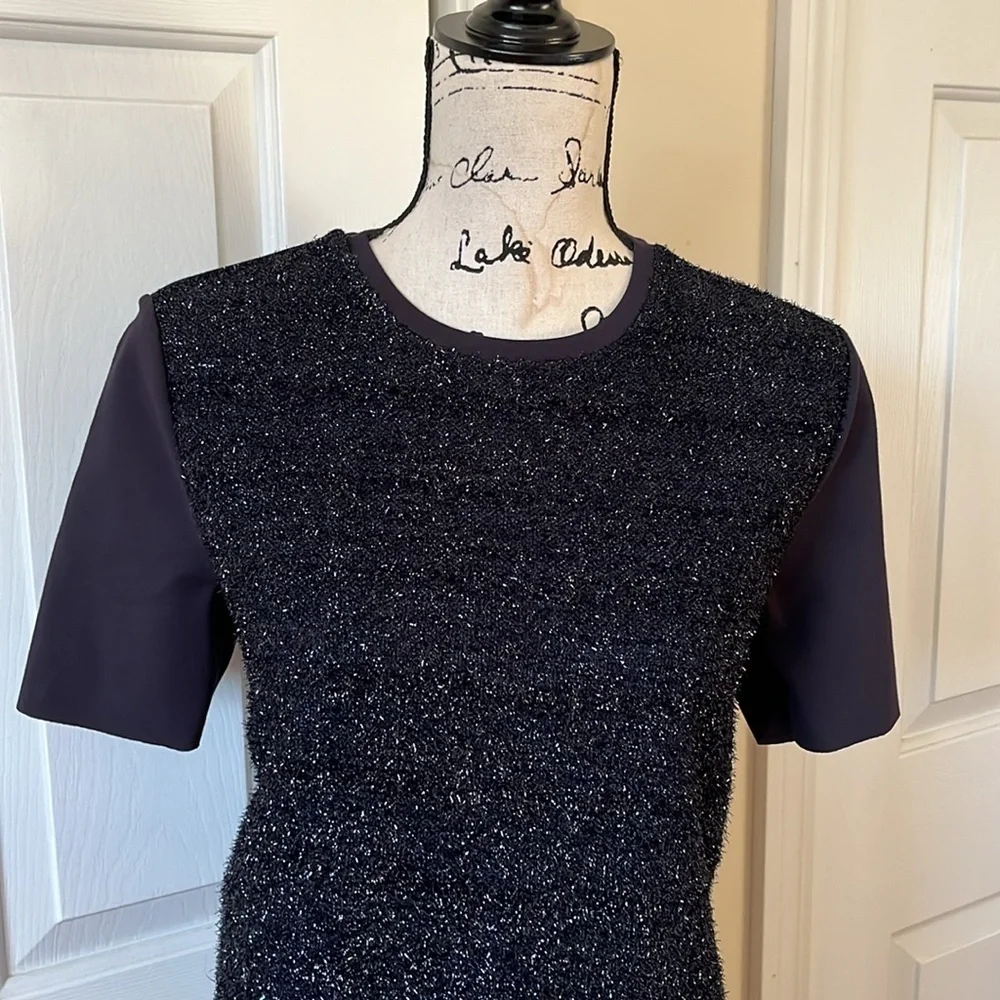 Tory Burch Navy Ponte Tinsel Sparkle Shift Dress Medium